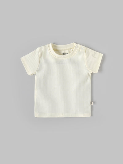 Popees Baby Boys Rib Knit Cotton T-Shirt with Snap Button| 3–36 Months