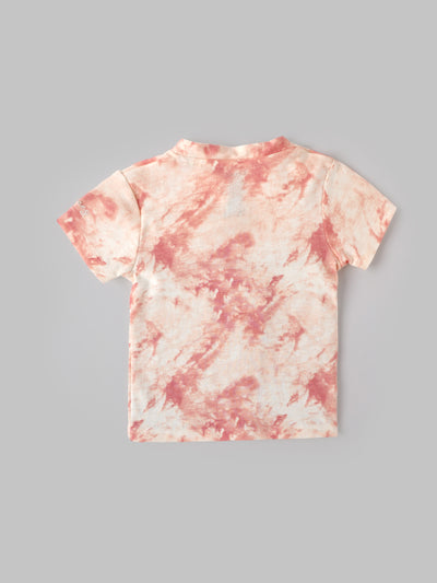 Popees Baby Boys Tie-Dye Cotton T-Shirt with Front Snap Buttons| 3–24 Months