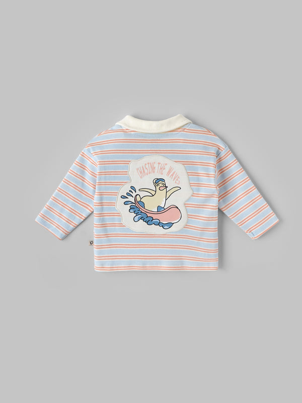 Popees Baby Boys Full Sleeve Cotton Polo T-Shirt| Blue & Orange| 3-36 Months