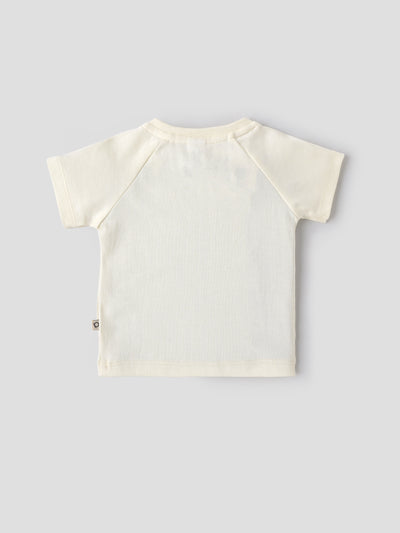 Popees Baby Boys Short Sleeve Off-White T-Shirt| 3-36 Months
