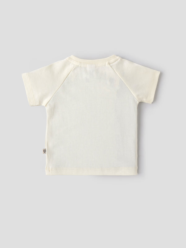 Popees Baby Boys Short Sleeve Off-White T-Shirt| 3-36 Months