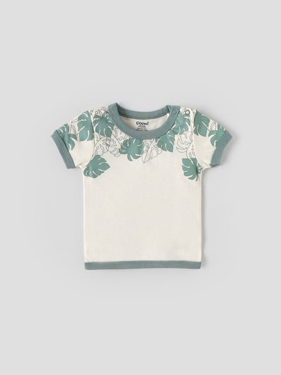 Popees Baby Boys Cotton T-Shirt & Shorts Set Leaf Print| 3–36 Months