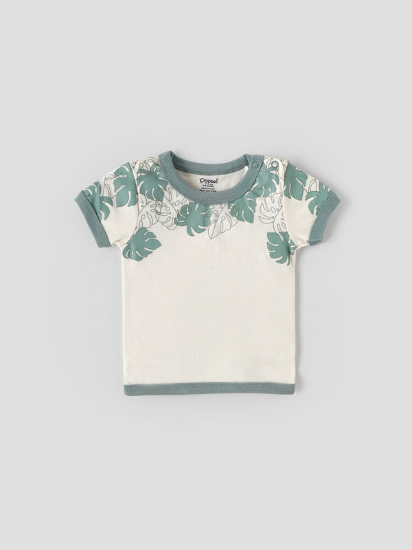Popees Baby Boys Cotton T-Shirt & Shorts Set Leaf Print| 3–36 Months