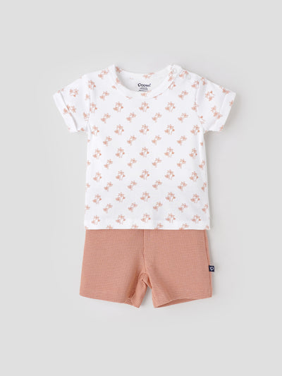 Popees Baby T-Shirt & Shorts Set Soft Cotton with All-Over PrintBreathable & Comfy Summer Wear(3-24 Months)for Baby Boys