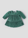 Popees Baby Girls Teal Green Pleated Full Sleeve Party Dress| 3 Months–36 Months