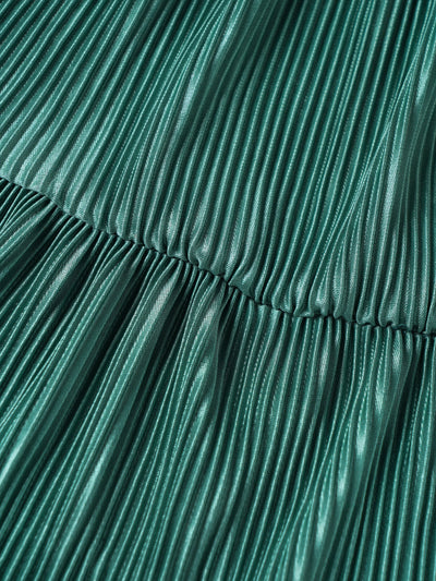 Popees Baby Girls Teal Green Pleated Full Sleeve Party Dress| 3 Months–36 Months