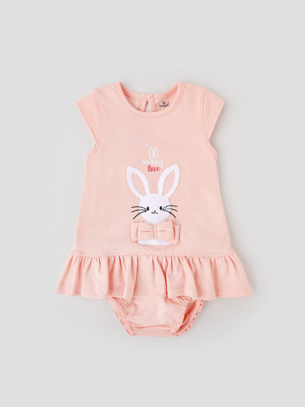Popees Cute Bunny Design Cotton Dress (3–18 Months) for Baby Girls