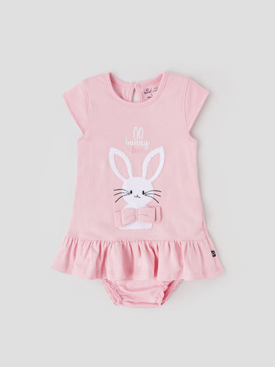 Popees Cute Bunny Design Cotton Dress (3–18 Months) for Baby Girls