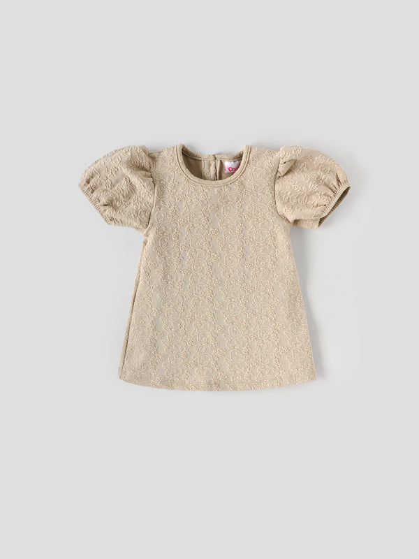 Popees Stylish Embroidered Puff Sleeve Dress (3–24 Months)for Baby Girls