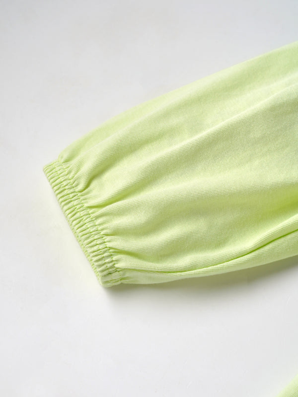 Popees Baby Girls Ruffle Sleeve Cotton Dress| Light Green| 6 - 24 Months