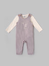 Popees Baby Girls Lavender Dungaree Set with Inner T-Shirt |Cotton Outfit (3M–24M)