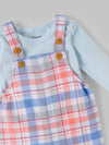 Popees Baby Girls Checked Dungaree Set with Full Sleeve Top| 3M–24M