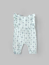 Popees Baby Girls Mint Green Floral Print Cotton Muslin Jumpsuit| 3–24 Months