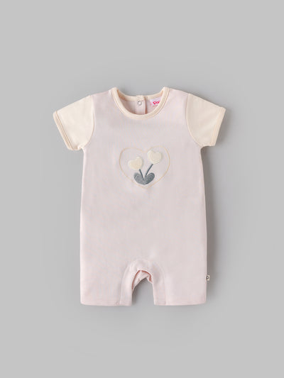 Popees Baby Girls Full Sleeves Cotton Romper| Peach| 3-24 Months