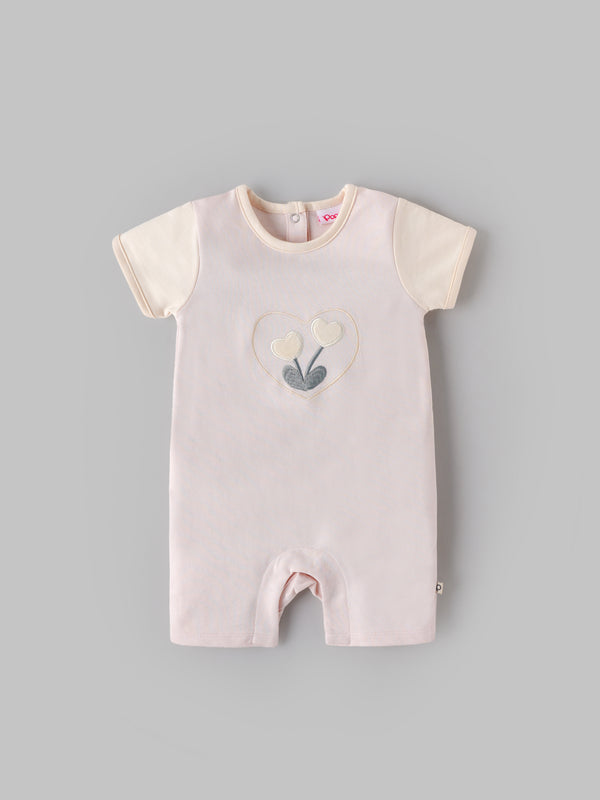 Popees Baby Girls Full Sleeves Cotton Romper| Peach| 3-24 Months
