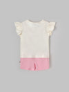 Popees Girls Half-Sleeve Shoulder Open Co-ord Set (3-24 Months) Made of Organic Bamboo Cotton Fabric