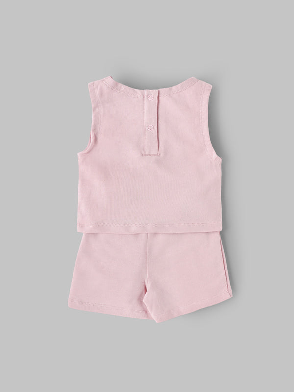 Popees Baby Girls Sleeveless Cotton Top & Shorts Set|Butterfly Embroidery Summer Outfit |3–24 Months