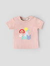 Popees Baby Girls Peach Printed Cotton T-Shirt |Graphic Top (3M–36M)