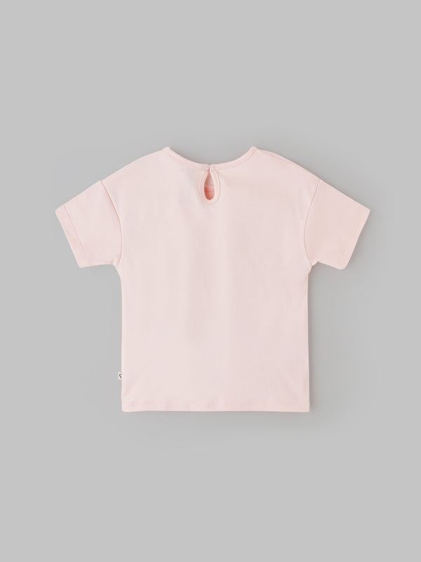 Popees Soft Pink Floral Applique Design T-Shirt Cute & Adorable Heart Design(3–36 Months) for Baby Girls