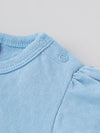 Popees Baby Girls Short Puff Sleeves Cotton Top| Blue| 3-36 Months
