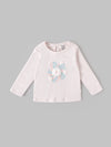 Popees Baby Girls Floral Long Sleeve Cotton Top with 3D Applique| 3M–24M