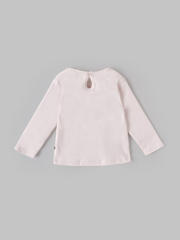 Popees Baby Girls Floral Long Sleeve Cotton Top with 3D Applique| 3M–24M