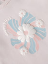 Popees Baby Girls Floral Long Sleeve Cotton Top with 3D Applique| 3M–24M