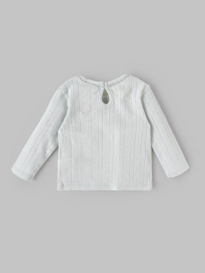 Popees Baby Girls Cotton Knit Top |Pointelle Full Sleeve with Back Button (3M–24M)