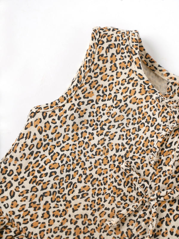 Popees Baby Girls Leopard Print Sleeveless Peplum Top| 3 Months–36 Months