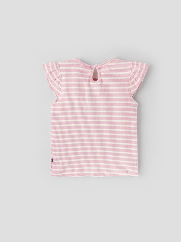 Popees Summer Ready Short Sleeve Striped Rib Knit Top (3–36 Months)for Baby Girls