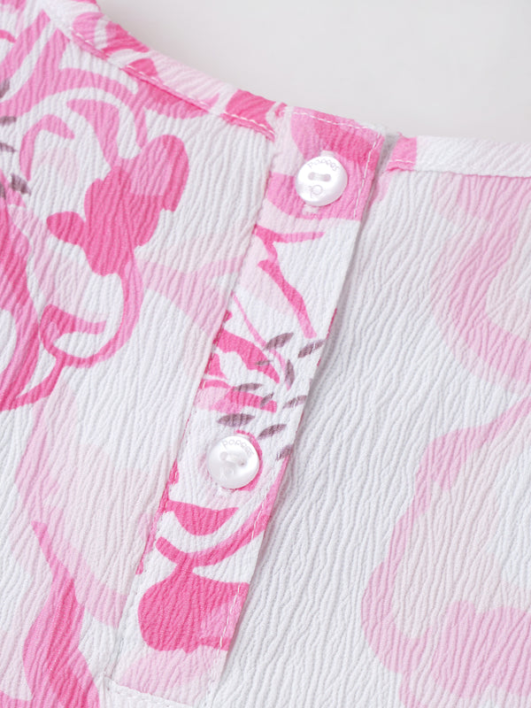 Popees Summer Ready Ruffle Sleeve Top with Abstract Print Top(3-36 Months)for Baby Girls