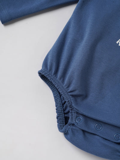 Popees Baby Boys Navy Blue Cotton Bodysuit| Newborn-9 Months