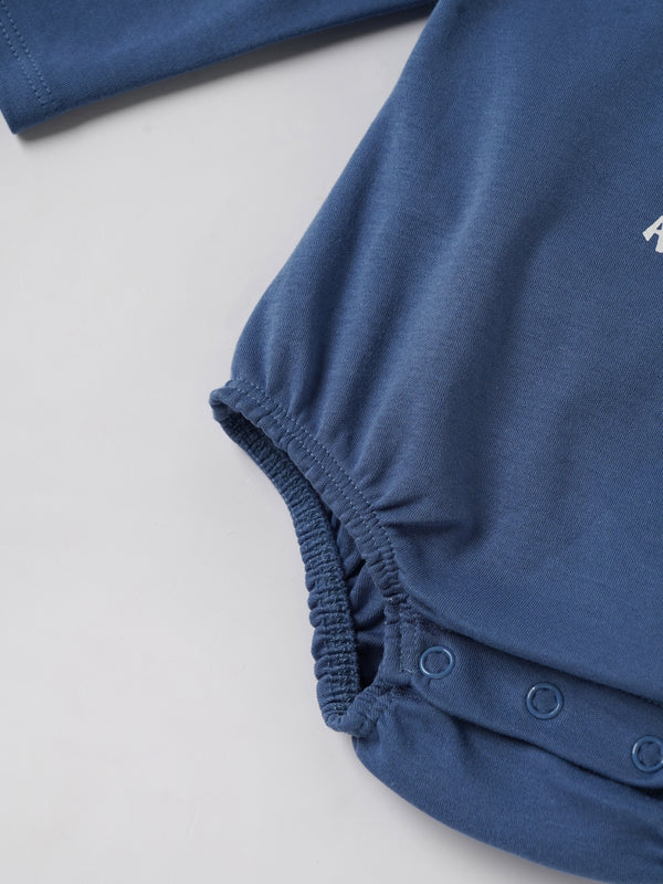 Popees Baby Boys Navy Blue Cotton Bodysuit| Newborn-9 Months