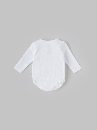 Popees Baby Full Sleeve Cotton Bodysuit| White| Tiny Baby, Newborn to 6 Months