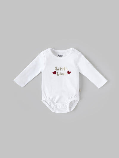 Popees Baby Full Sleeve Cotton Bodysuit| White| Tiny Baby, Newborn to 6 Months
