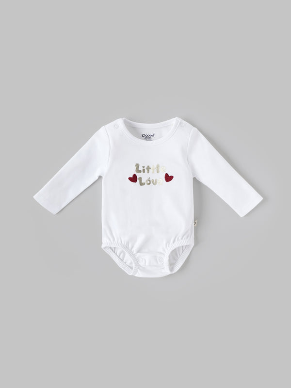 Popees Baby Full Sleeve Cotton Bodysuit| White| Tiny Baby, Newborn to 6 Months
