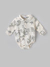 Popees Baby Boys Cotton Bodysuit with Crocodile Print| Off-White| Newborn-9 Months
