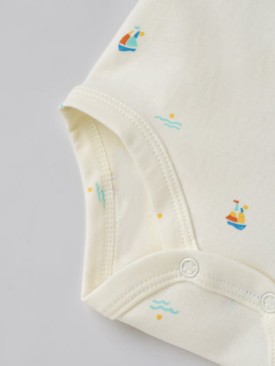 Popees Baby Boys Full Sleeve Cotton Bodysuit| Off-White| 3-36 Months