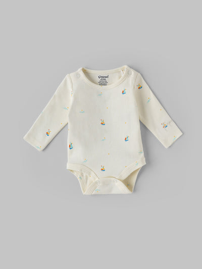 Popees Baby Boys Full Sleeve Cotton Bodysuit| Off-White| 3-36 Months