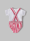 Popees Baby Boys Striped Dungaree Set with Soft Cotton Round Neck T-Shirt & Button Strap Closure| NB–9 Months