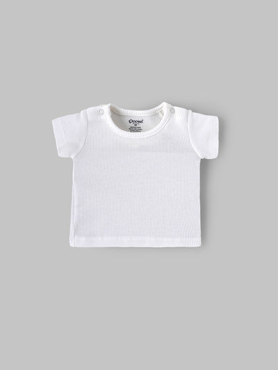 Popees Baby Boys Striped Dungaree Set with Soft Cotton Round Neck T-Shirt & Button Strap Closure| NB–9 Months