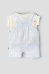 Popees Baby Boys Cotton Dungaree Romper Set with T-Shirt| Newborn–9M, Summer Outfit