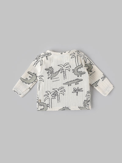 Popees Baby Boys Full Sleeve Muslin Cotton Jhabla| Off-White| 0-12 Months