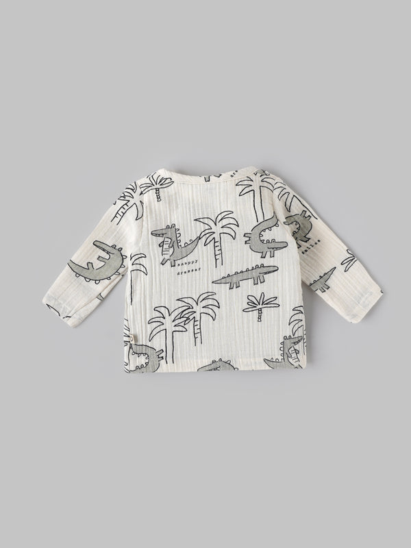 Popees Baby Boys Full Sleeve Muslin Cotton Jhabla| Off-White| 0-12 Months