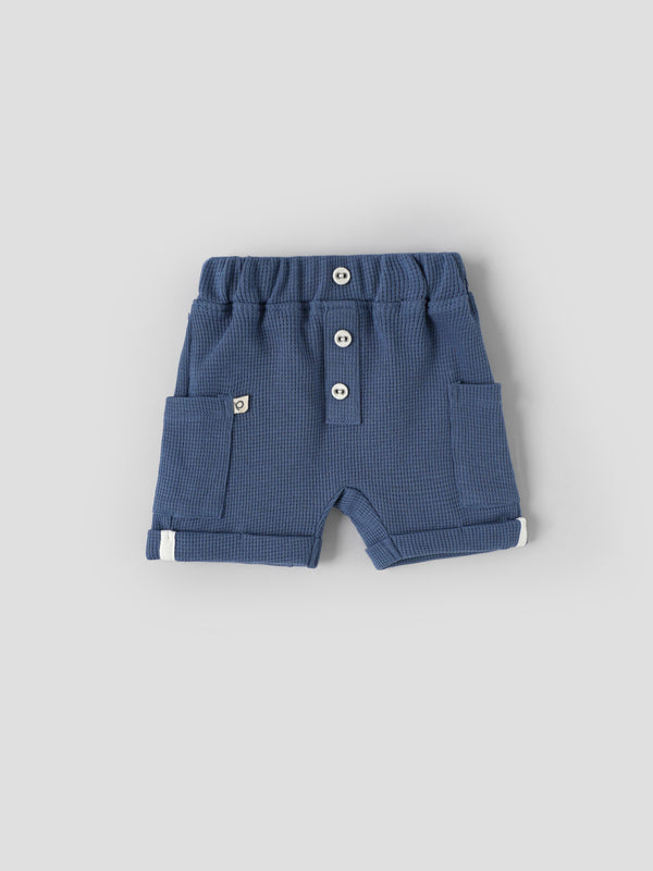 Popees Baby Boys Waffle Knit Shorts with Elastic Waist| Newborn–9M