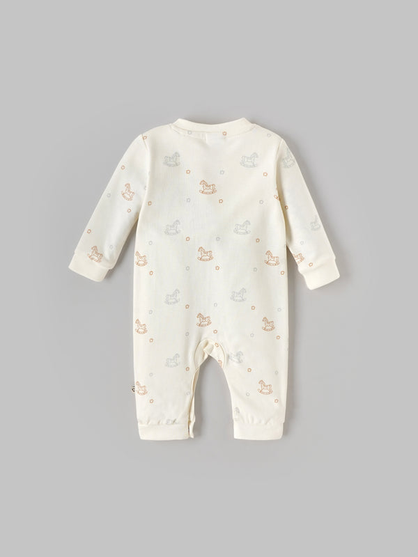 Popees Boys Full-Sleeve Front Open Romper (0-6 Months) Made of Organic Bamboo Cotton Fabric