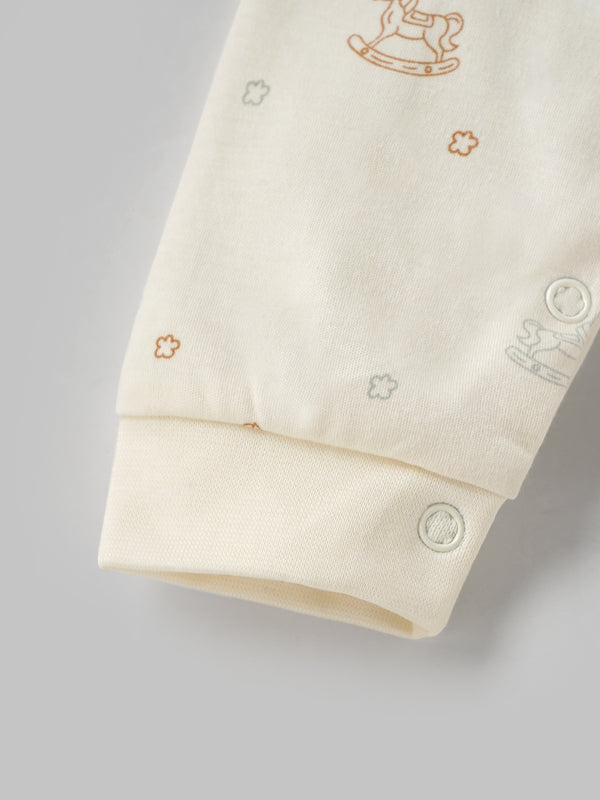 Popees Boys Full-Sleeve Front Open Romper (0-6 Months) Made of Organic Bamboo Cotton Fabric