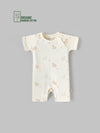 Popees Boys Half-Sleeve Front Open Romper (0-6 Months) Made of Organic Bamboo Cotton Fabric