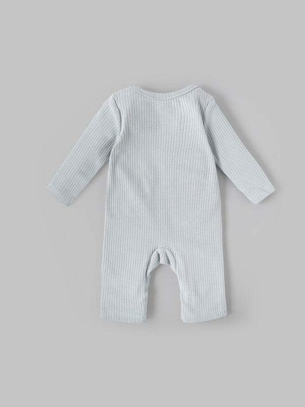 Popees Baby Boys Ribbed Cotton Full Sleeve Romper with Embroidery| Tiny Baby, Newborn-6 Months