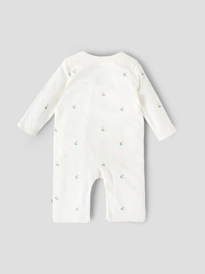 Popees Baby Printed Romper |Cotton Infant Romper, Sailboat Print | Tiny Baby, Newborn to 6 Months